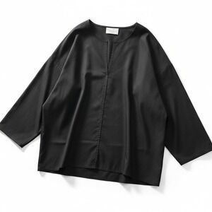 ZORAN Square Cut Top Blouse Women's XL Black 100% Wool Made in USA